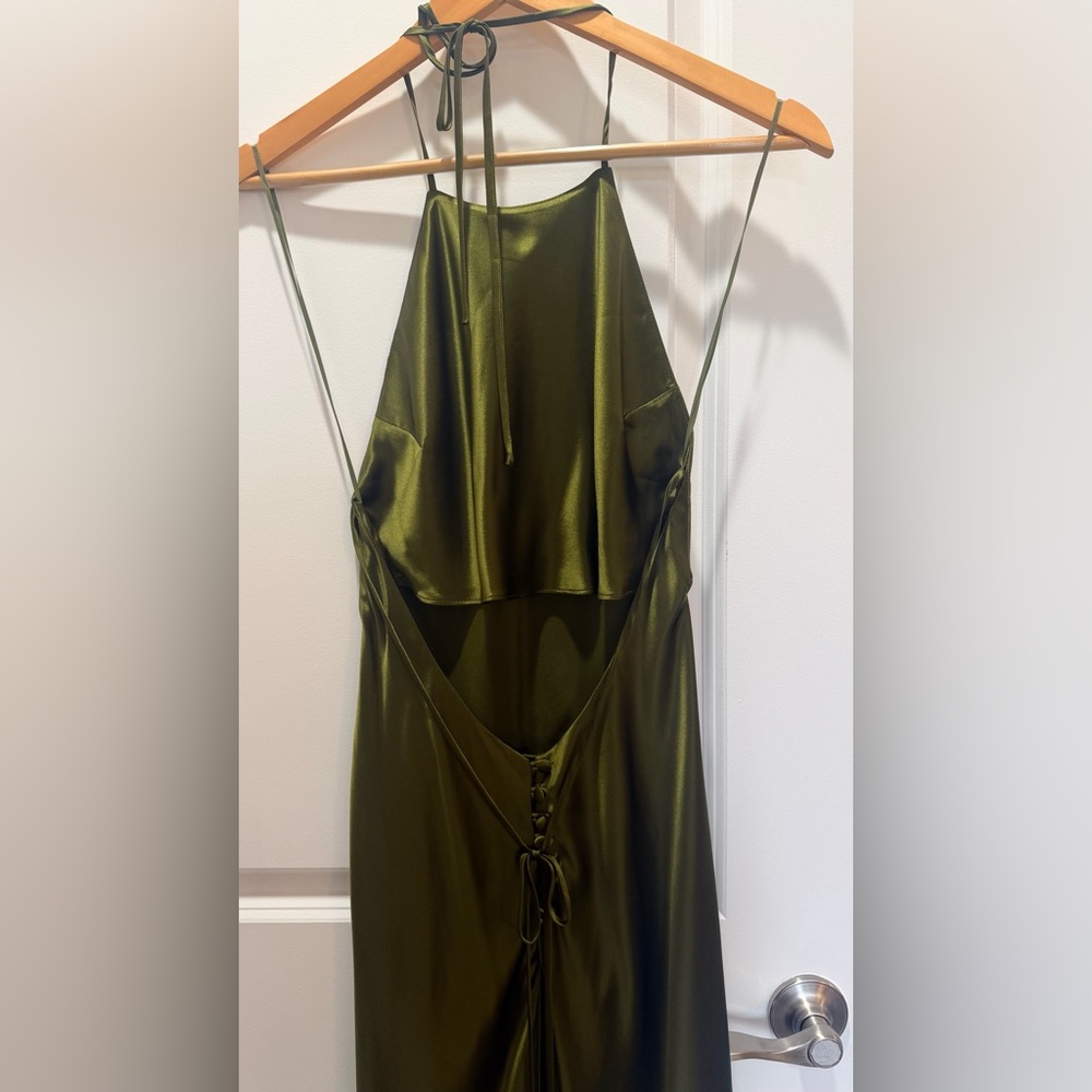 Reformation Olive Green Satin Maxi Dress - Picture 15 of 16
